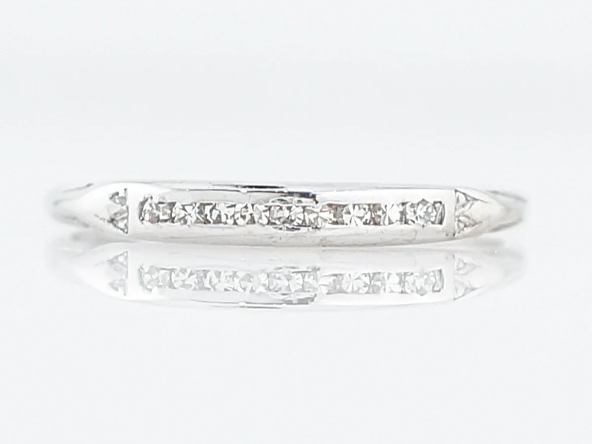 Vintage Wedding Band Mid-Century .09 Single Cut Diamonds in Platinum