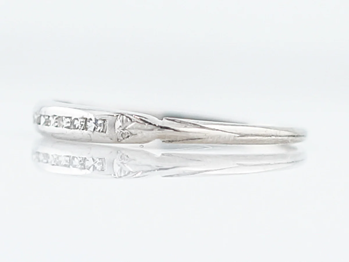 Vintage Wedding Band Mid-Century .09 Single Cut Diamonds in Platinum - Image 2