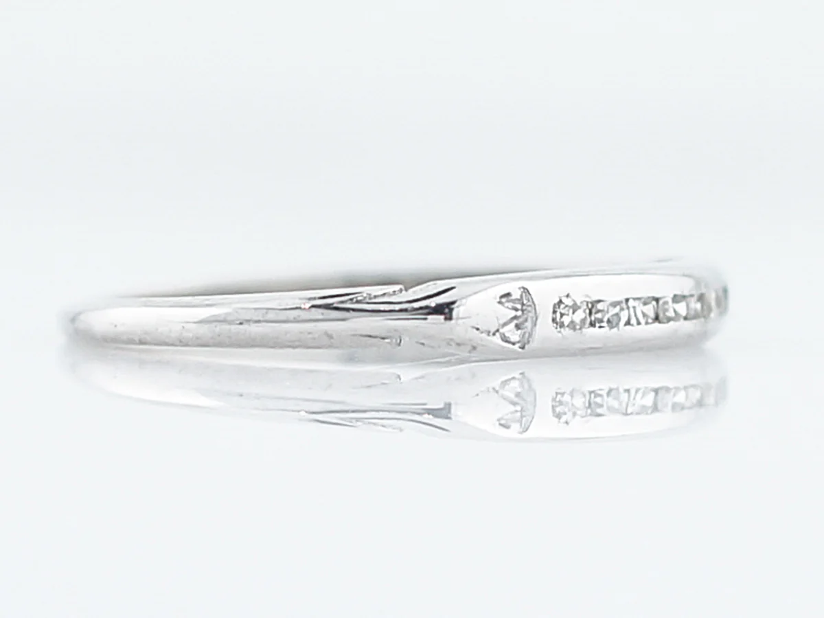 Vintage Wedding Band Mid-Century .09 Single Cut Diamonds in Platinum - Image 3