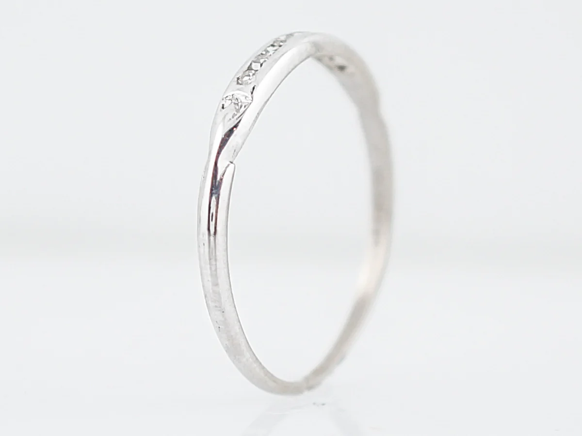 Vintage Wedding Band Mid-Century .09 Single Cut Diamonds in Platinum - Image 5