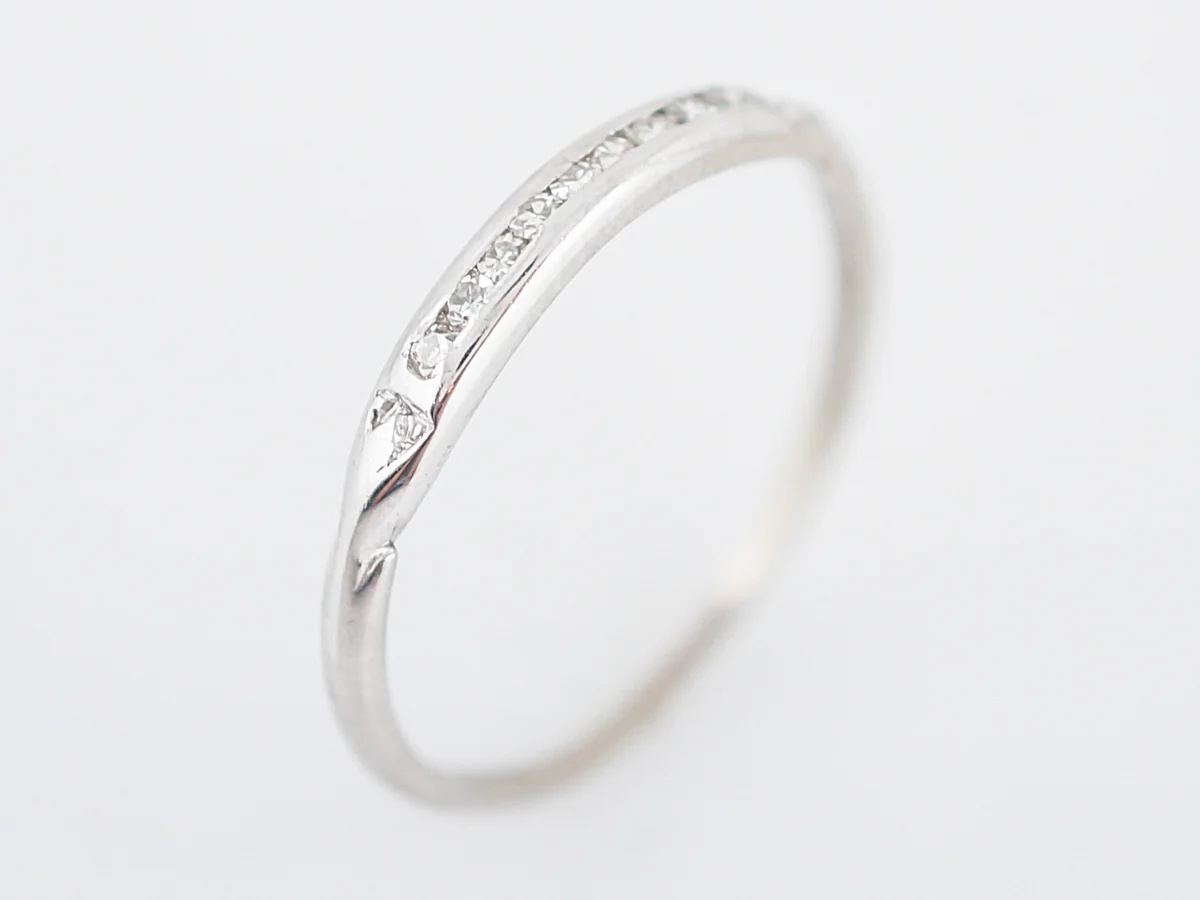 Vintage Wedding Band Mid-Century .09 Single Cut Diamonds in Platinum - Image 6