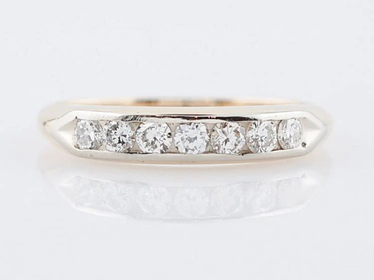 Vintage Wedding Band Mid-Century .35 Round Brilliant Cut Diamonds in 14k Yellow Gold
