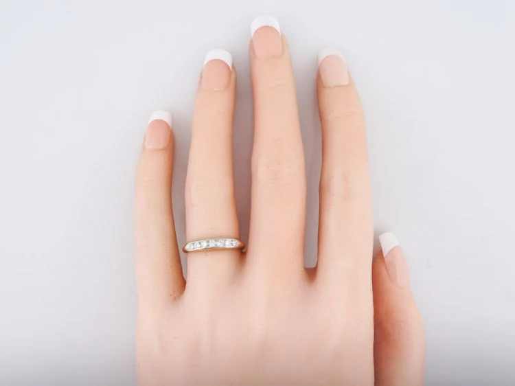 Vintage Wedding Band Mid-Century .35 Round Brilliant Cut Diamonds in 14k Yellow Gold - Image 6