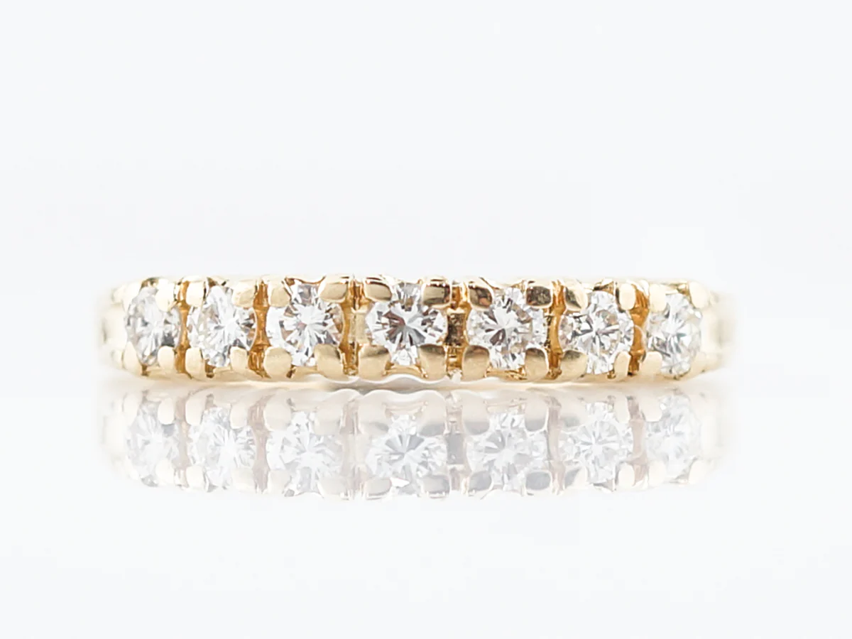 Vintage Wedding Band Mid-Century .42 Full Cut Diamonds in 18K Yellow Gold