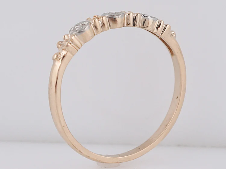 Vintage Wedding Band Retro .05 Single Cut Diamonds in 14k Rose & White Gold - Image 5
