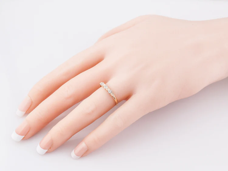 Vintage Wedding Band Retro .05 Single Cut Diamonds in 14k Rose & White Gold - Image 9