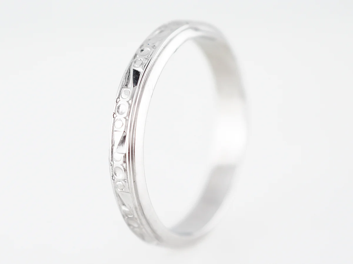 Vintage Wedding Band Retro in 14k White Gold - Image 2