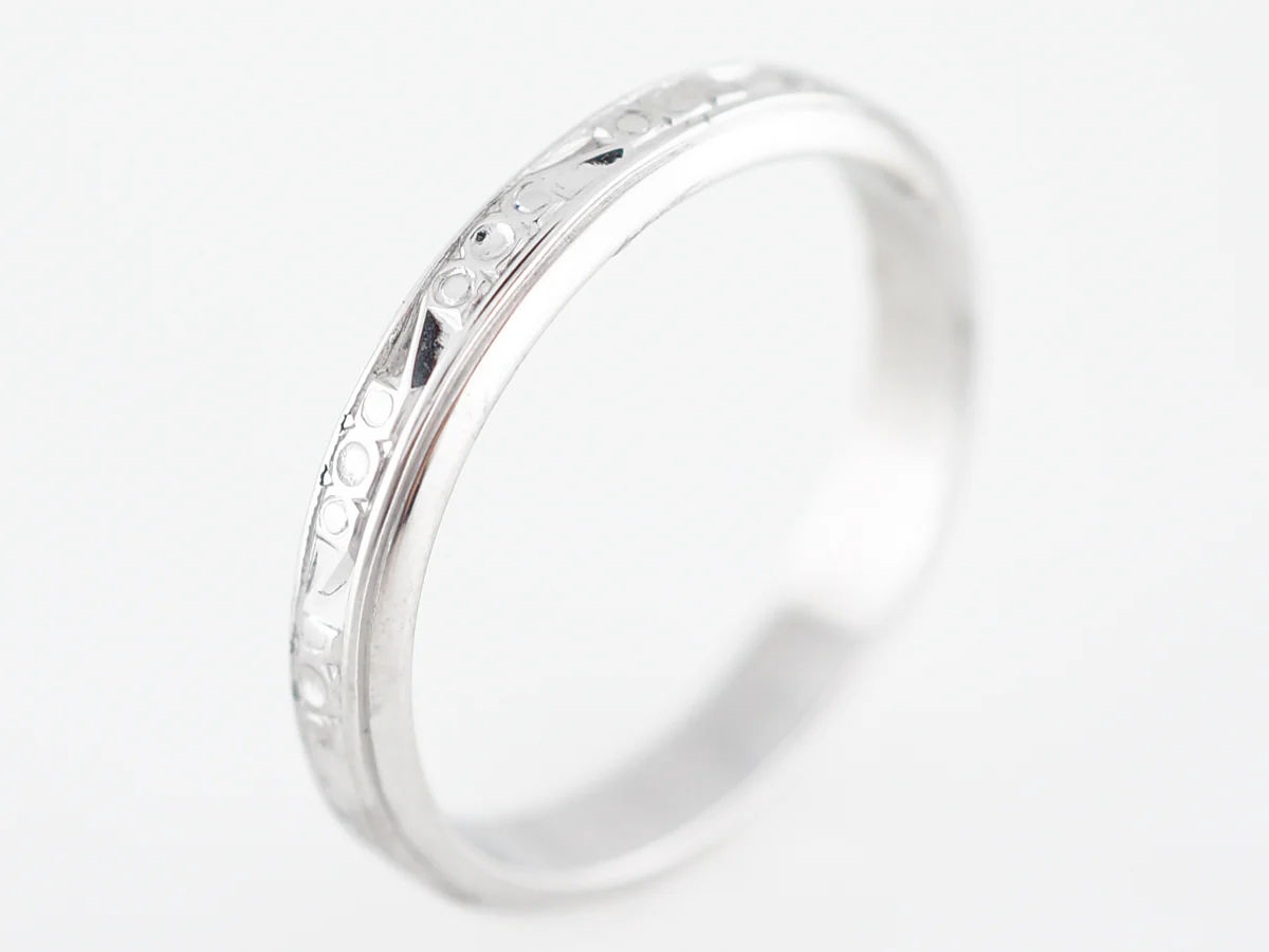 Vintage Wedding Band Retro in 14k White Gold - Image 3