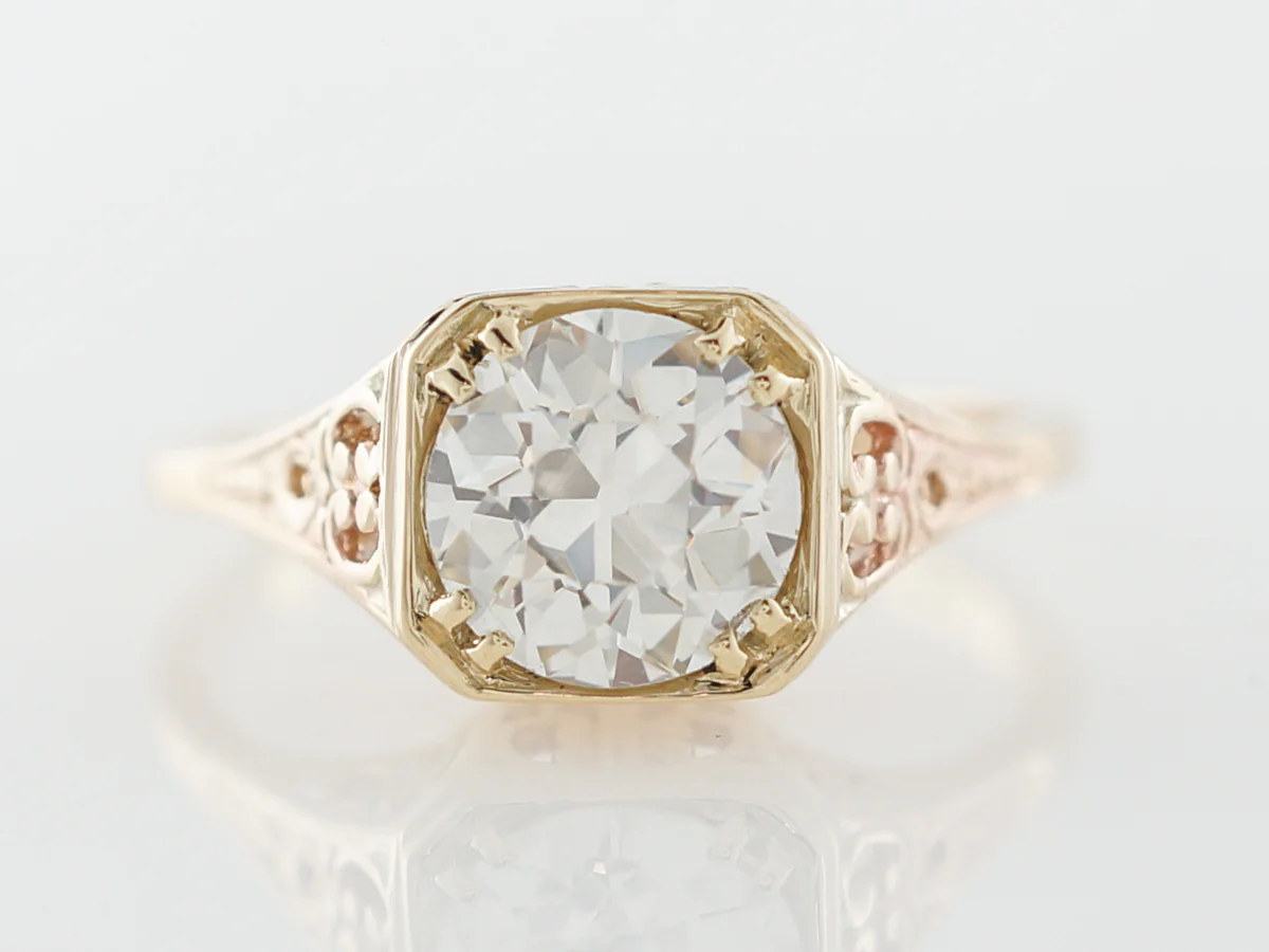 Vintage Yellow Gold Filigree Diamond Engagement Ring
