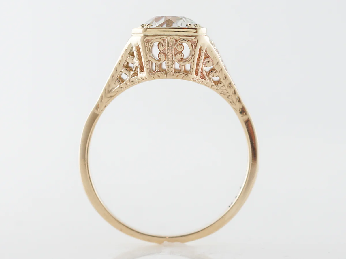 Vintage Yellow Gold Filigree Diamond Engagement Ring - Image 4