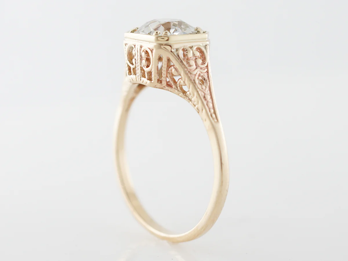 Vintage Yellow Gold Filigree Diamond Engagement Ring - Image 5