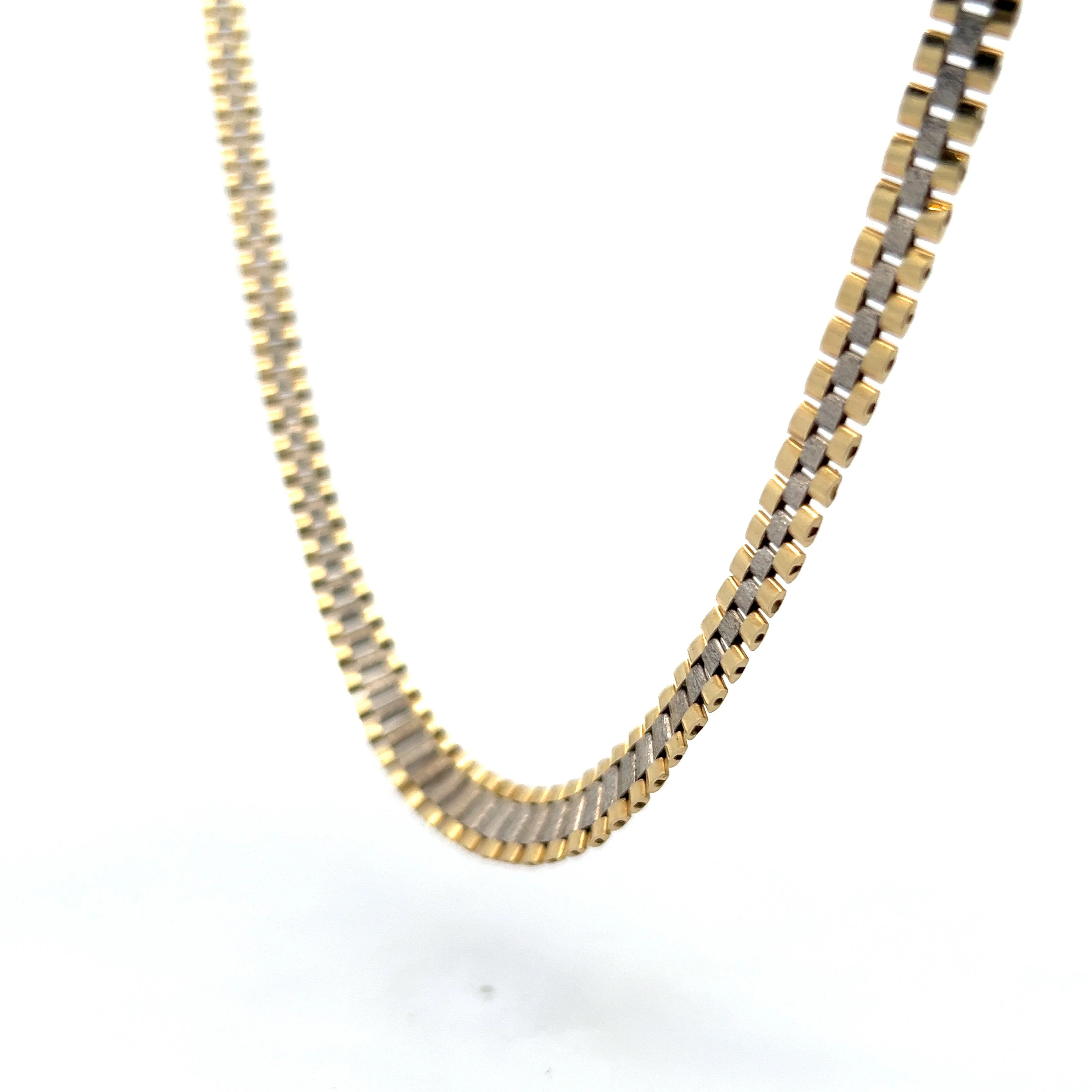 Watch Link Style Chain Necklace in 14k Yellow & White Gold - Image 2