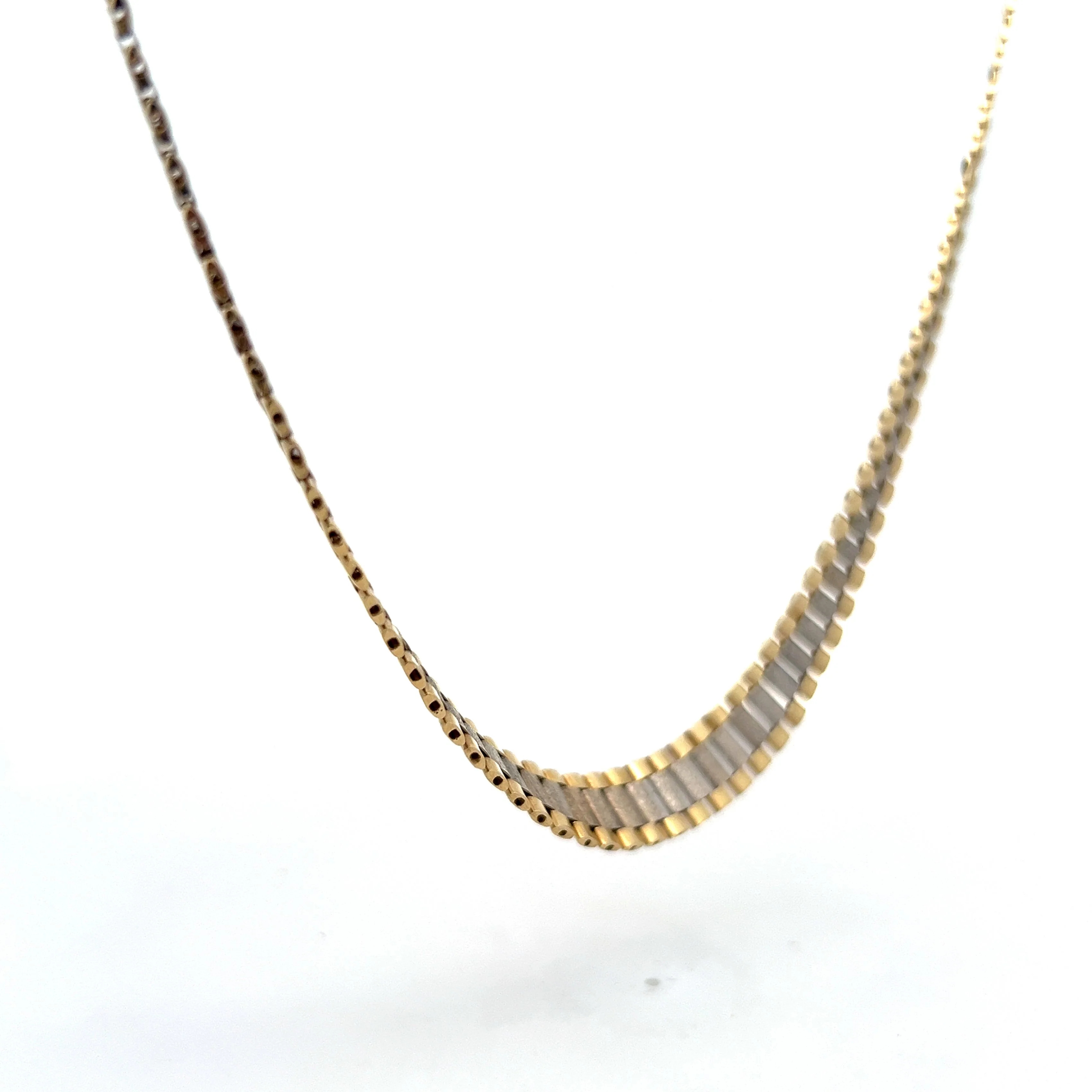 Watch Link Style Chain Necklace in 14k Yellow & White Gold - Image 3