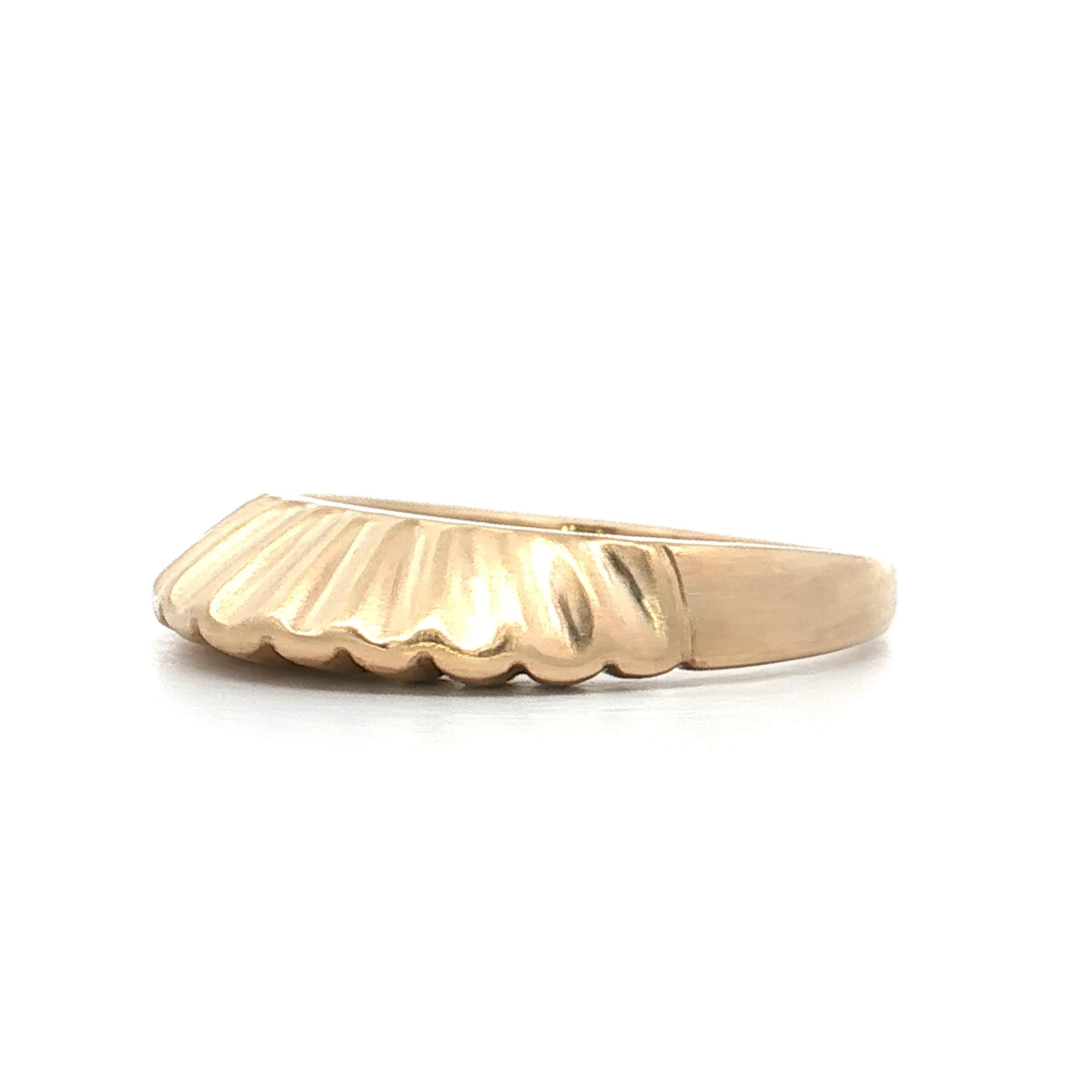 Wavy Scalloped Matte Stacking Ring 14k Yellow Gold - Image 2