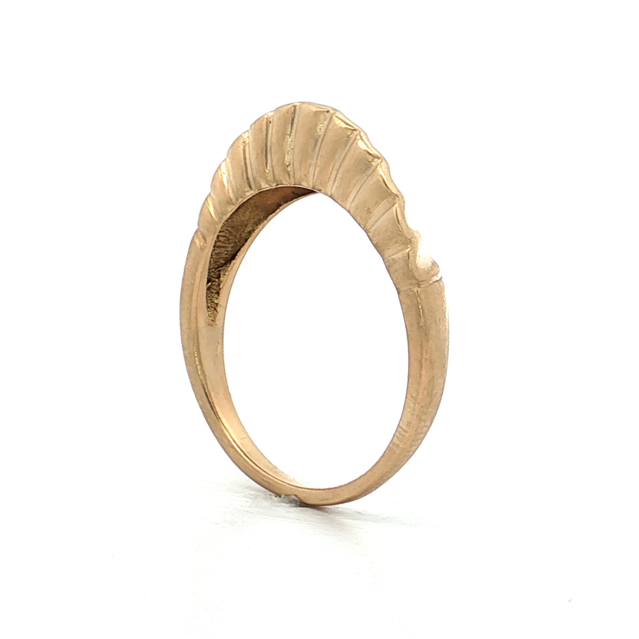 Wavy Scalloped Matte Stacking Ring 14k Yellow Gold - Image 5
