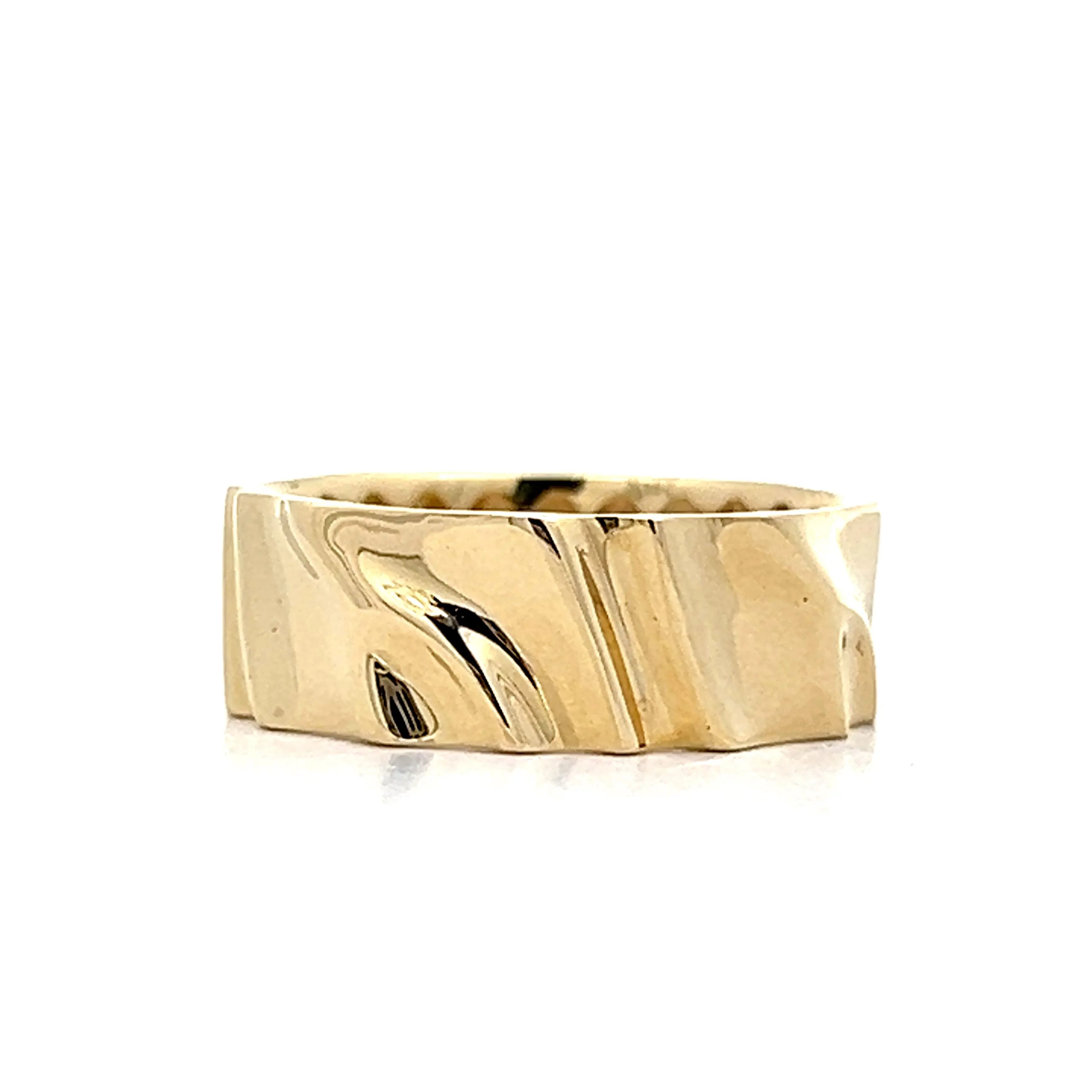 Wavy Textured Wedding Band in 14k Yellow Gold