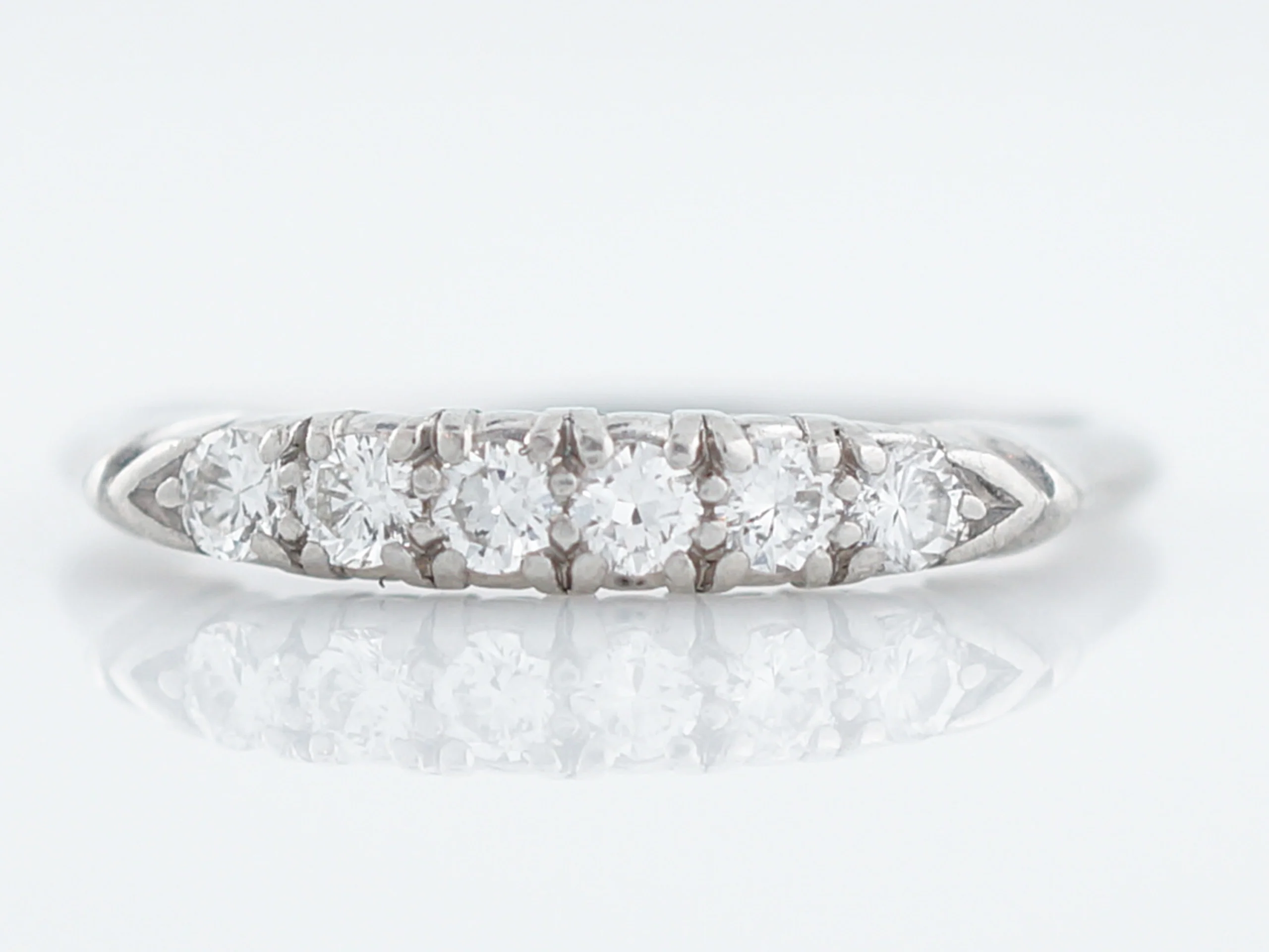 Wedding Band Mid-Century .24 Round Brilliant Diamonds in Platinum