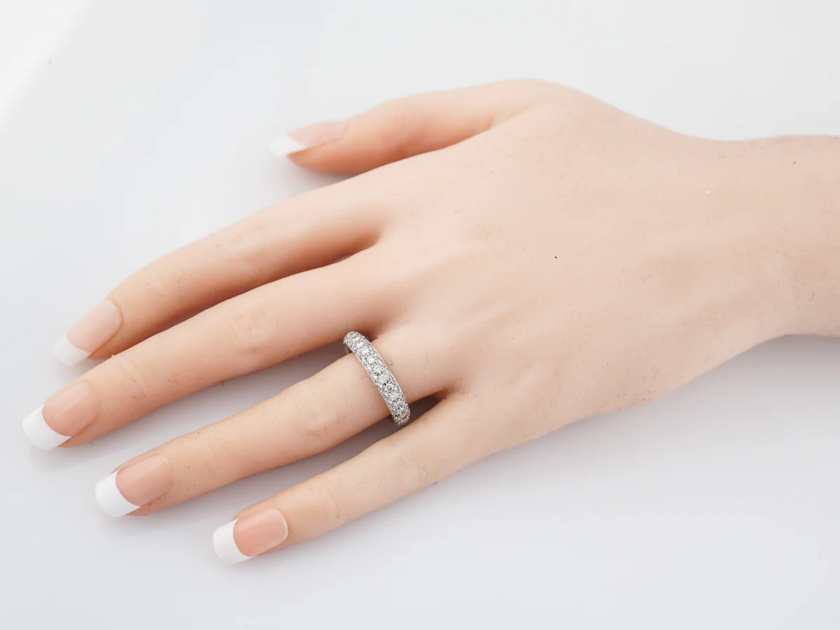 Wedding Band Modern 1.80 Round Brilliant Cut Diamonds in 18K White Gold - Image 4