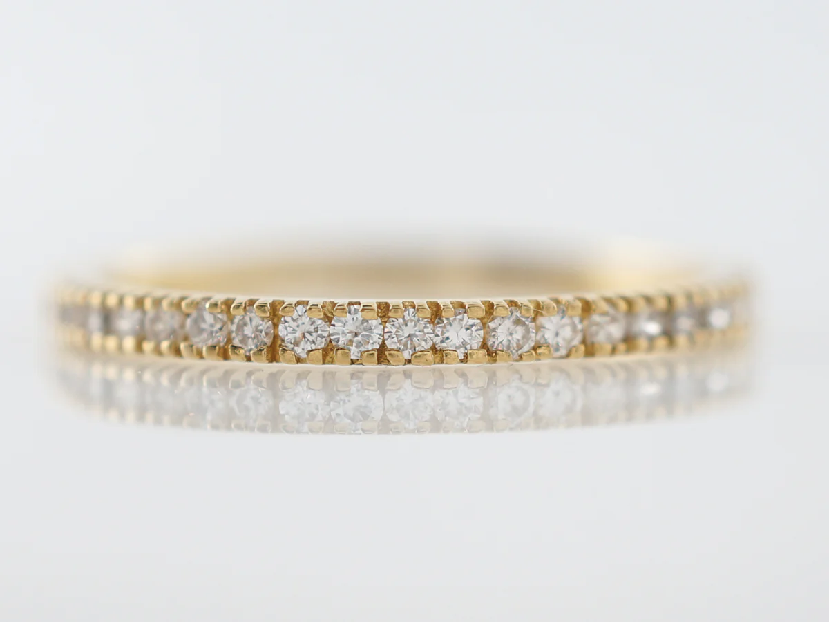 Wedding Band Modern .12 Round Brilliant Cut Diamonds in 18k Yellow Gold