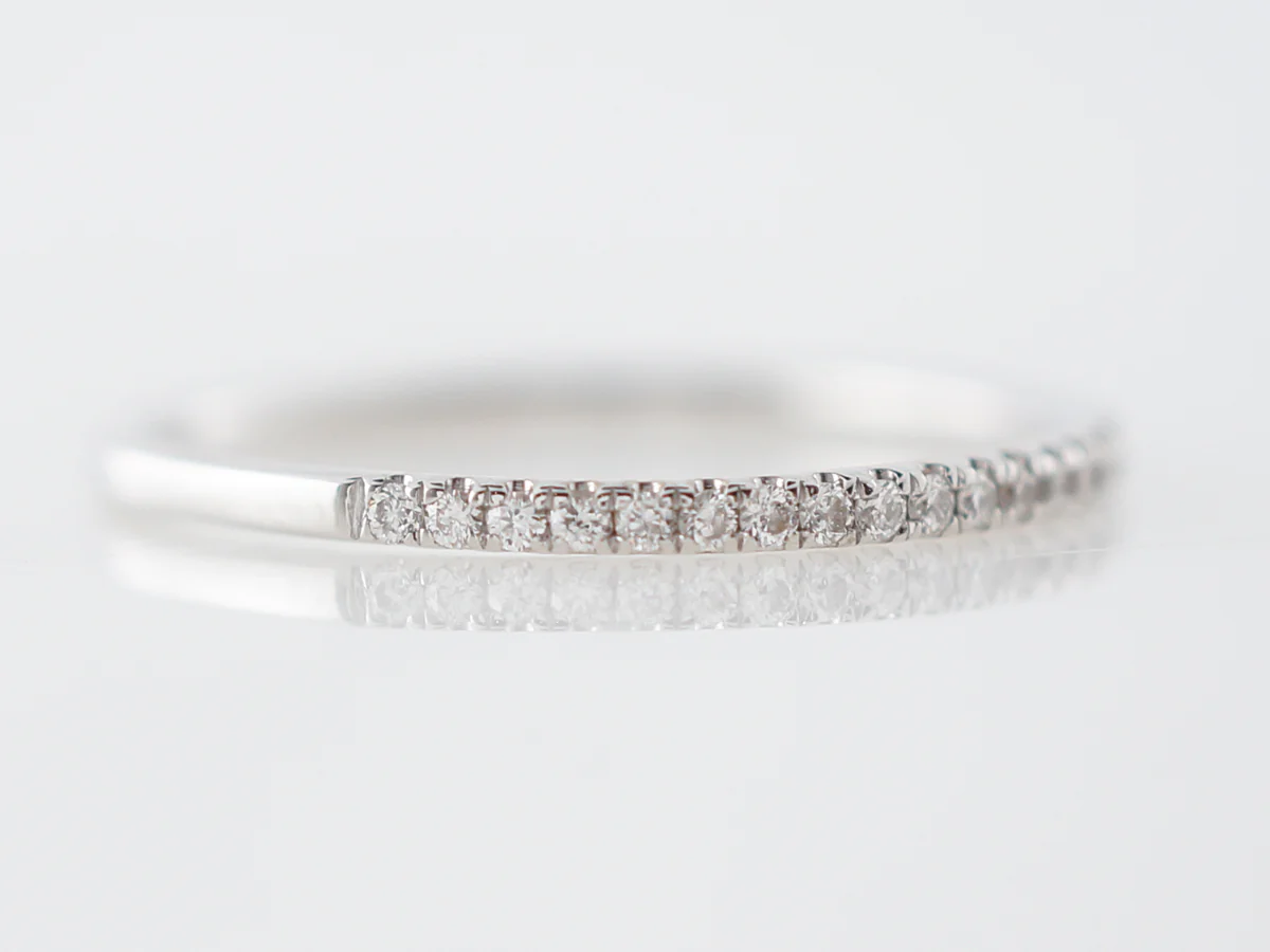 Wedding Band Modern .14 Round Brilliant Cut Diamonds in 18k White Gold - Image 3