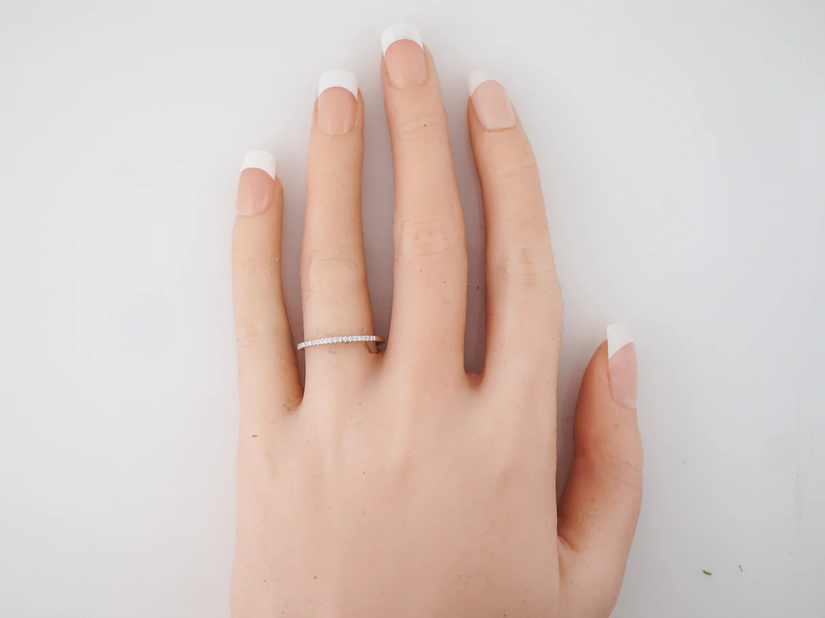 Wedding Band Modern .14 Round Brilliant Cut Diamonds in 18k White Gold - Image 6