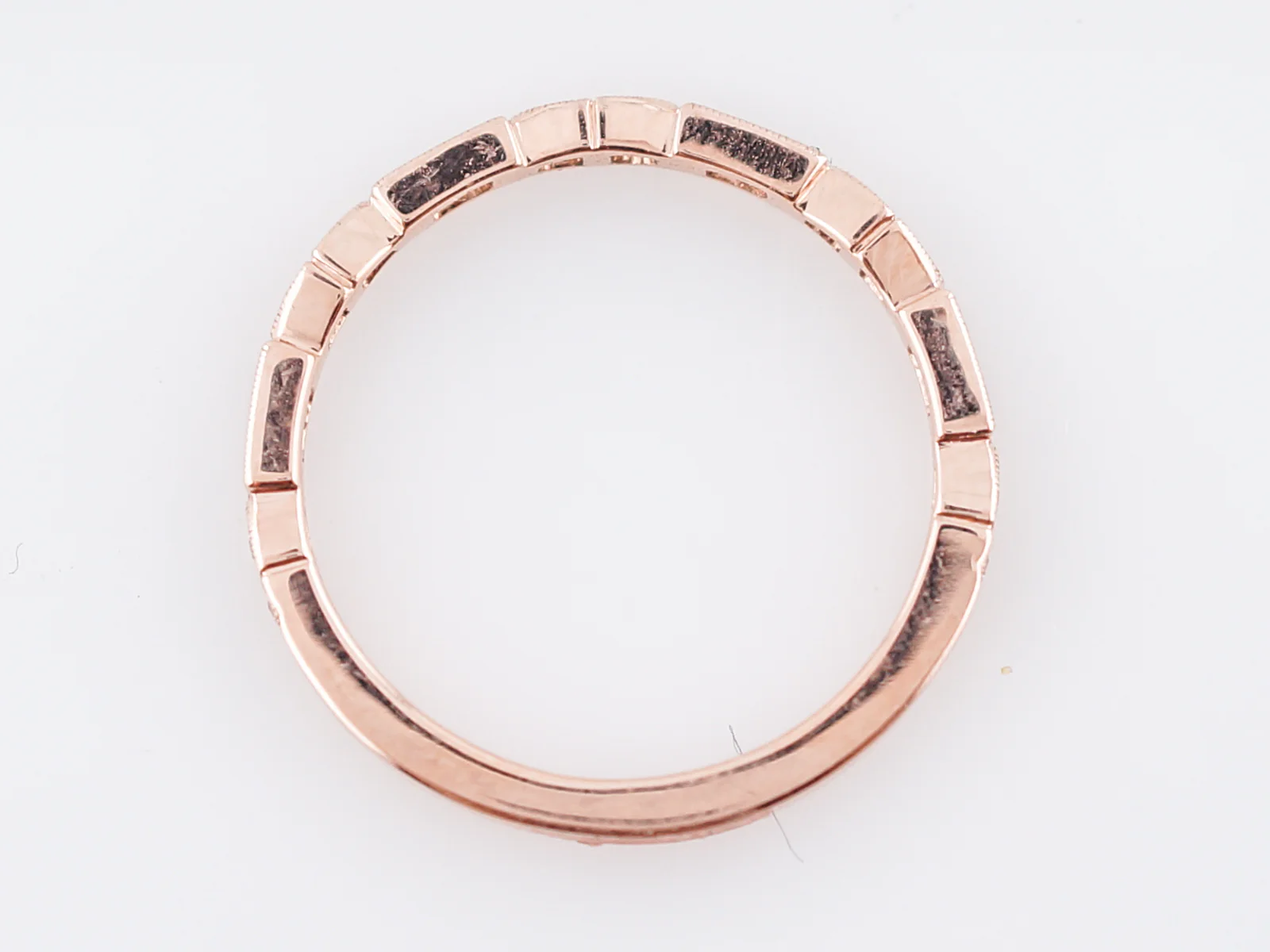 Modern Wedding Band .15 Baguette Cut in Diamond 14k Rose Gold - Image 6