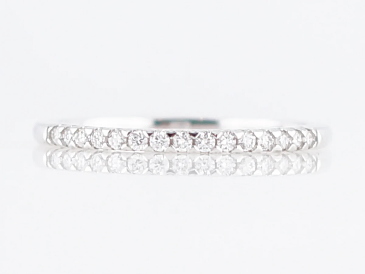 Wedding Band Modern .15 Round Brilliant Cut Diamonds in 14k White Gold