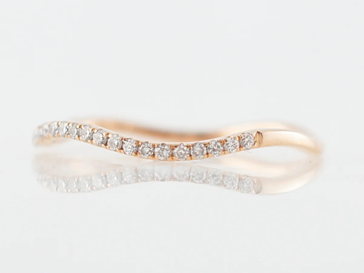 Wedding Band Modern .15 Round Brilliant Cut Diamonds in 18k Rose Gold - Image 2