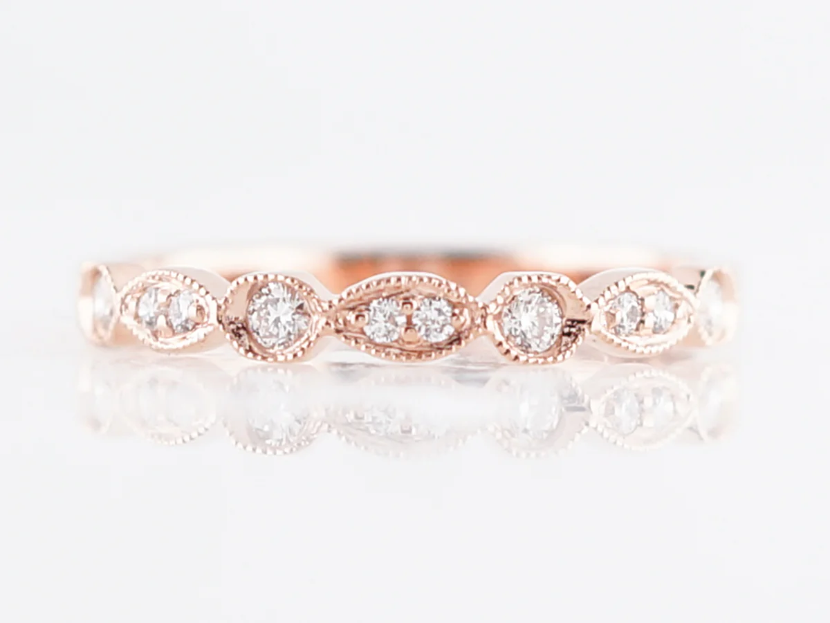 Wedding Band Modern .16 Round Brilliant Cut Diamonds in 14k Rose Gold