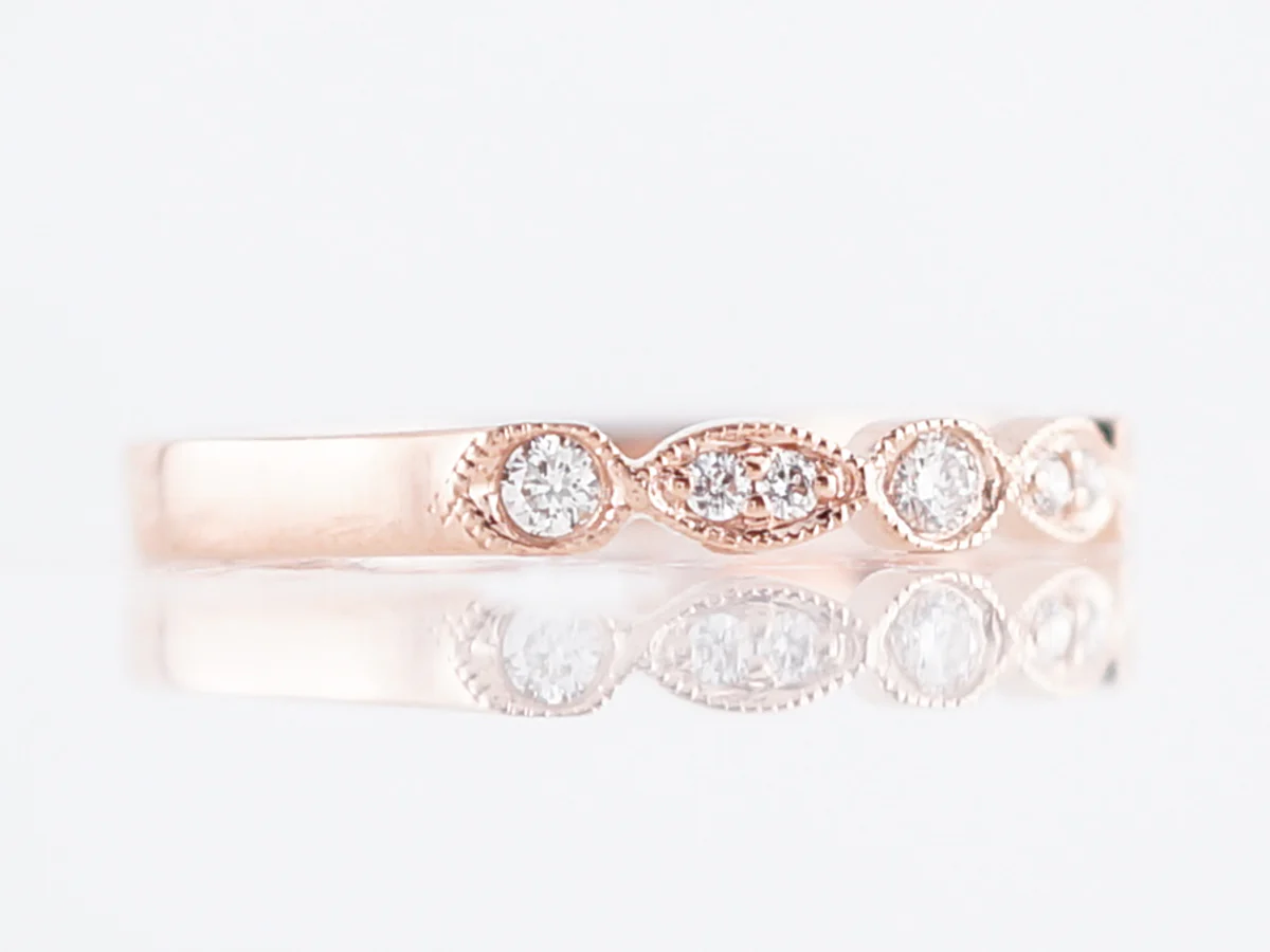 Wedding Band Modern .16 Round Brilliant Cut Diamonds in 14k Rose Gold - Image 3