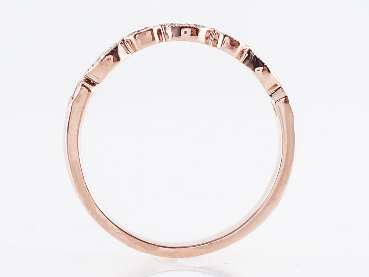 Wedding Band Modern .16 Round Brilliant Cut Diamonds in 14k Rose Gold - Image 4