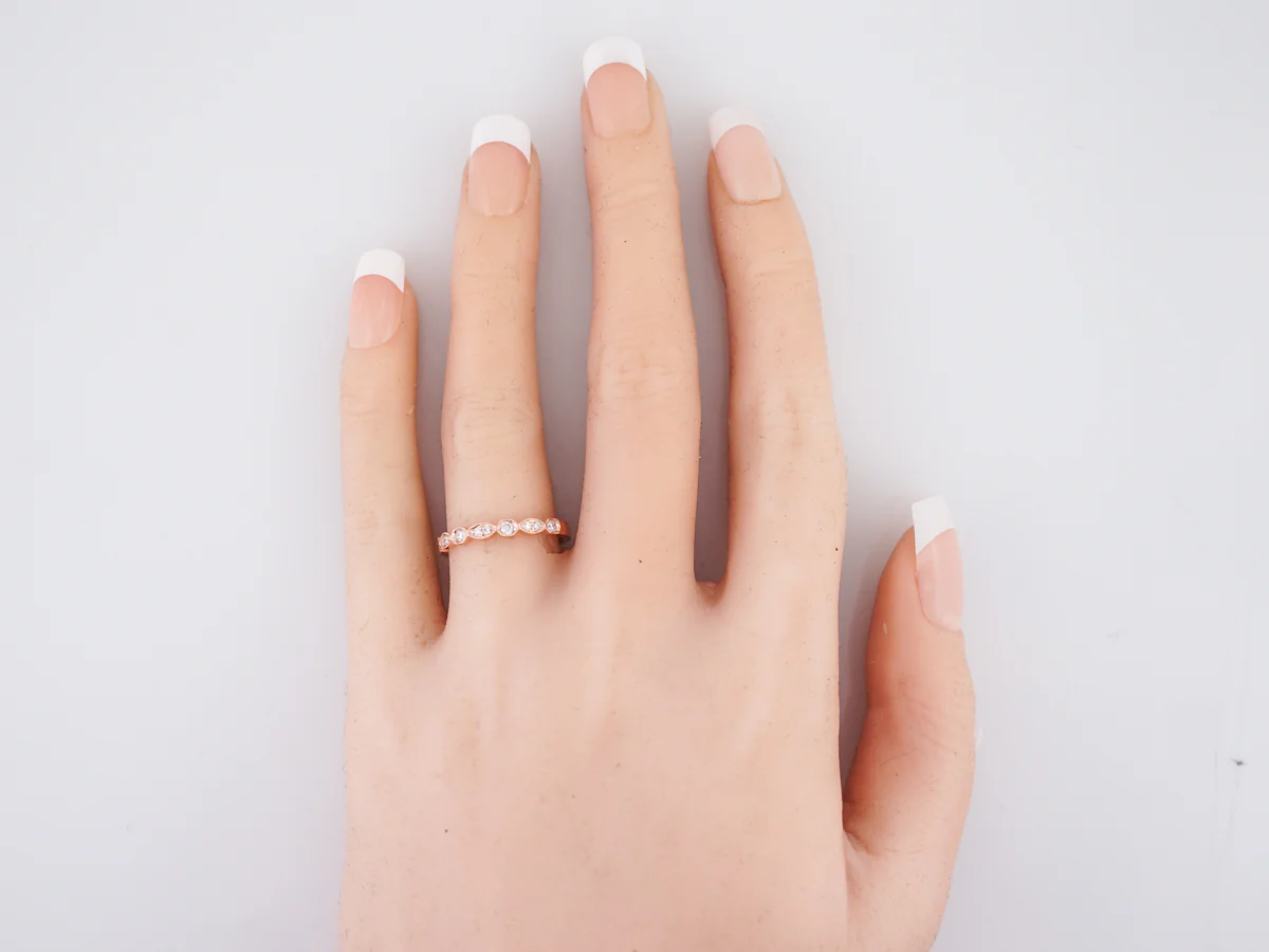 Wedding Band Modern .16 Round Brilliant Cut Diamonds in 14k Rose Gold - Image 7