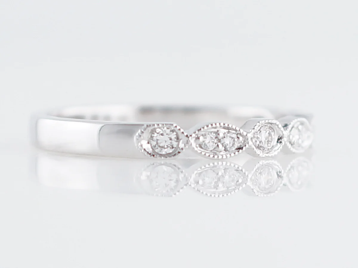 Wedding Band Modern .16 Round Brilliant Cut Diamonds in 14k White Gold - Image 4