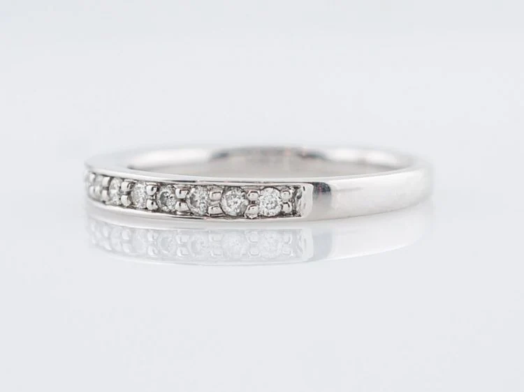 Wedding Band Modern .17 Round Brilliant Cut Diamonds in 14k White Gold - Image 3