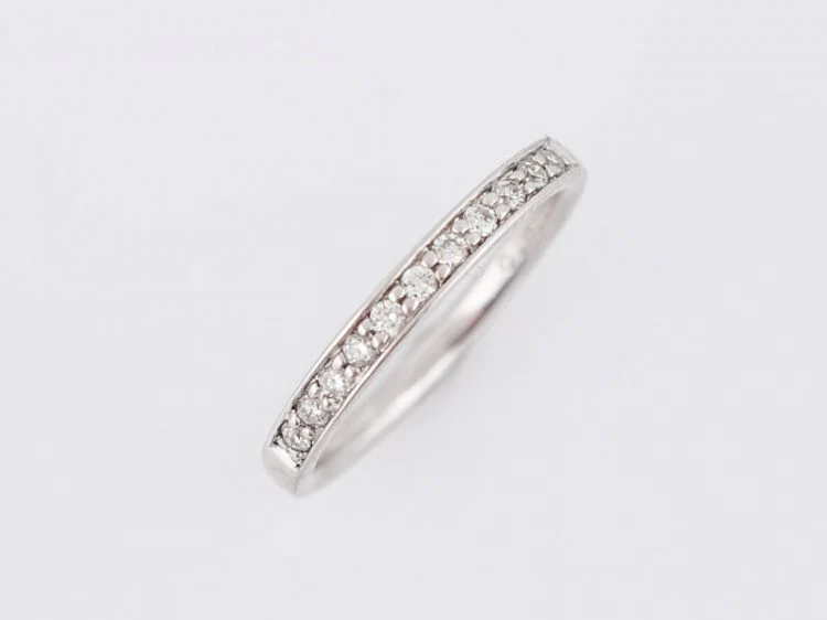 Wedding Band Modern .17 Round Brilliant Cut Diamonds in 14k White Gold - Image 4