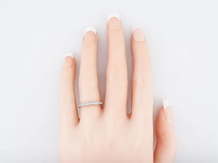 Wedding Band Modern .17 Round Brilliant Cut Diamonds in 14k White Gold - Image 6