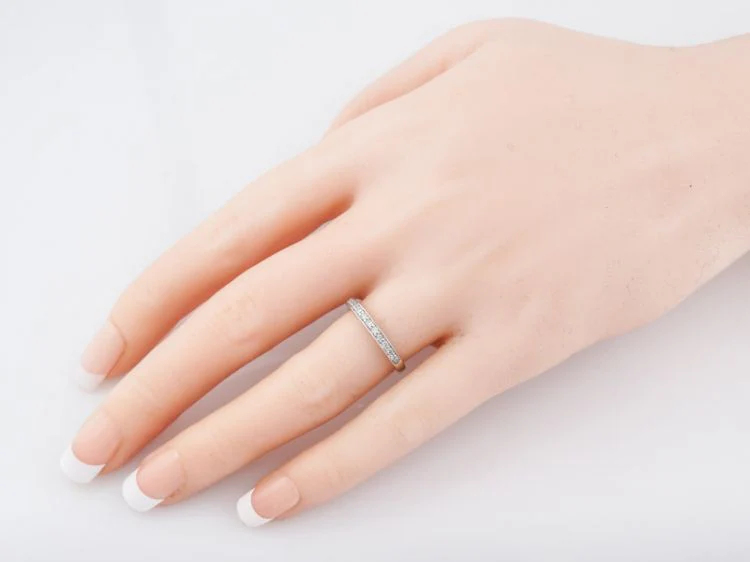 Wedding Band Modern .17 Round Brilliant Cut Diamonds in 14k White Gold - Image 7