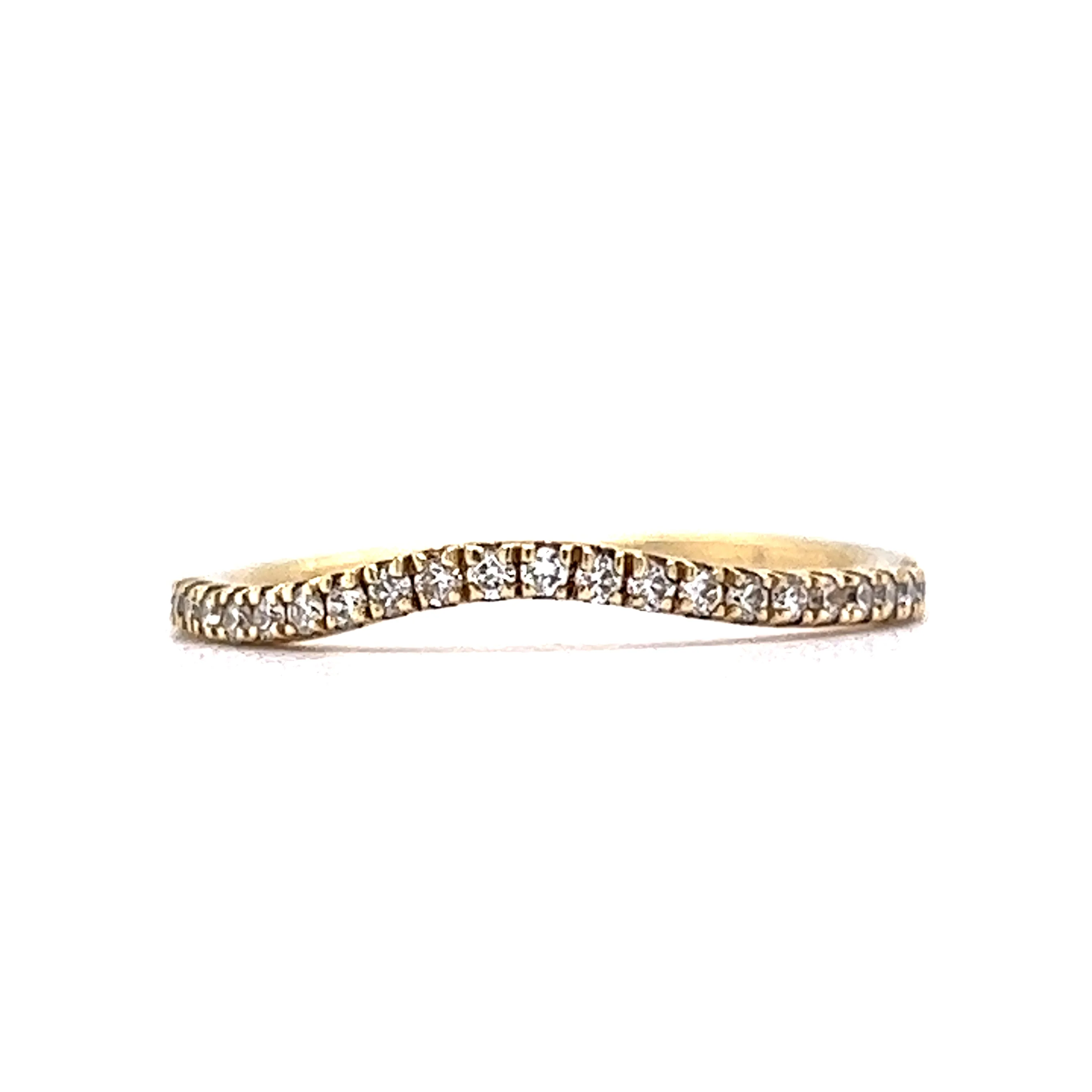 Wedding Band Modern .19 Round Brilliant Cut Diamonds in 14k Yellow Gold