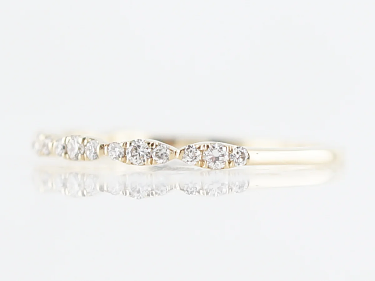 Wedding Band Modern .21 Round Brilliant Cut Diamonds in 14k Yellow Gold - Image 2