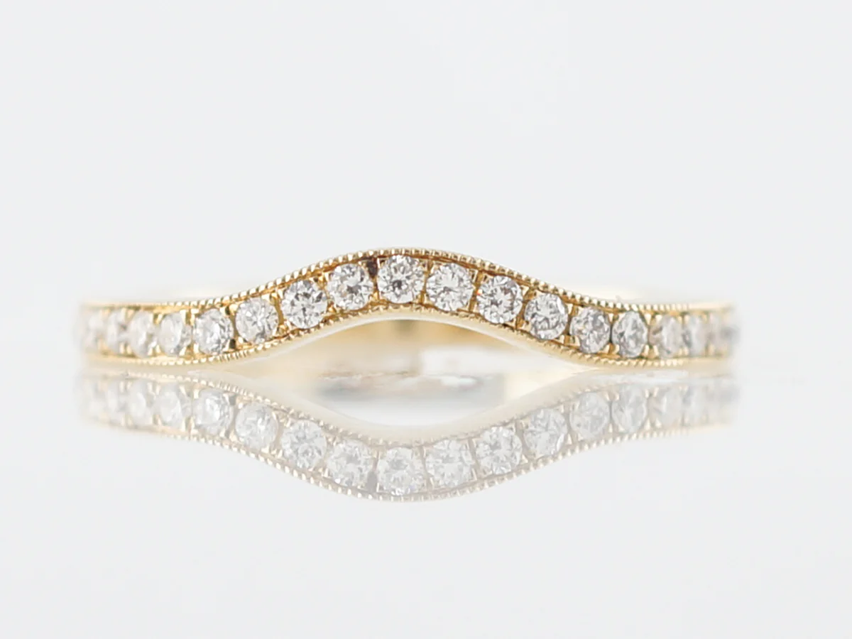 Wedding Band Modern .23 Round Brilliant Cut Diamonds in 14k Yellow Gold