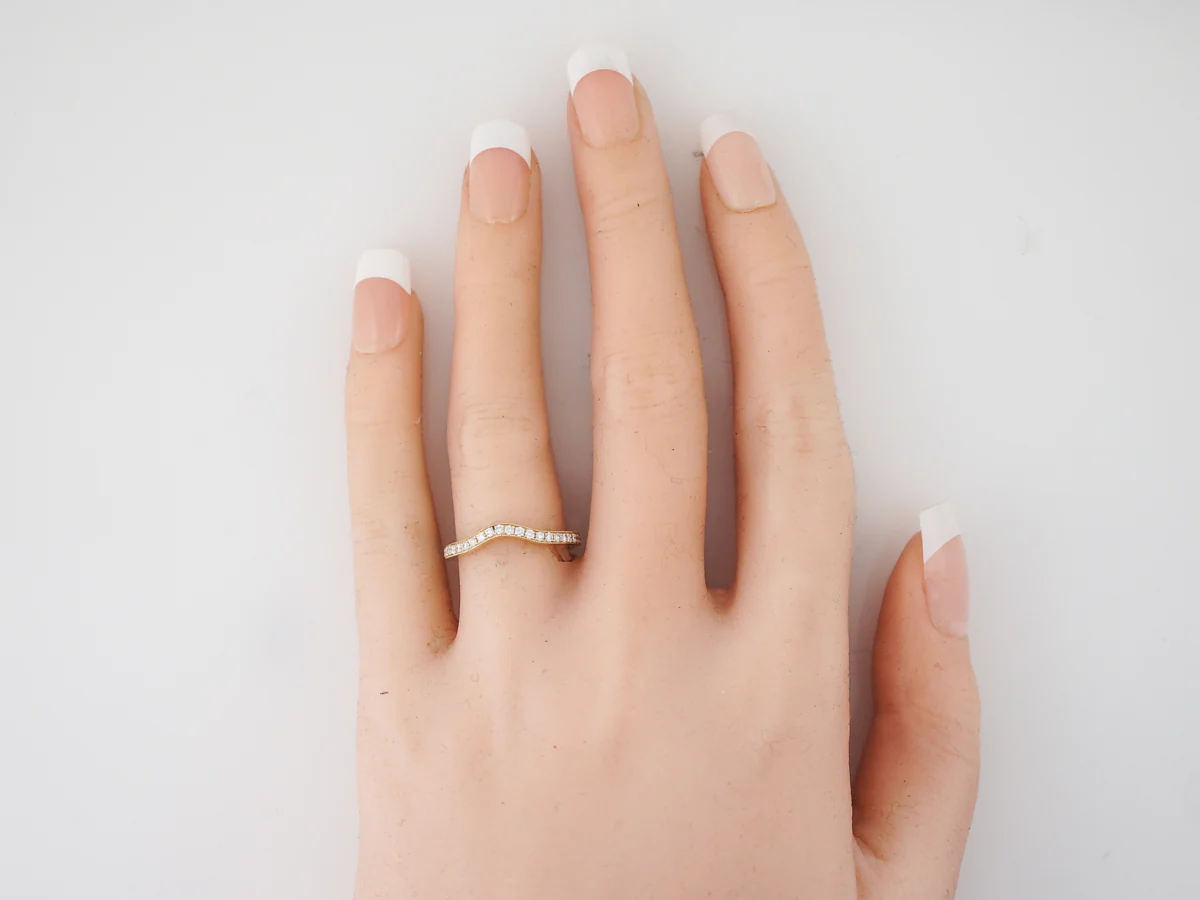 Wedding Band Modern .23 Round Brilliant Cut Diamonds in 14k Yellow Gold - Image 6