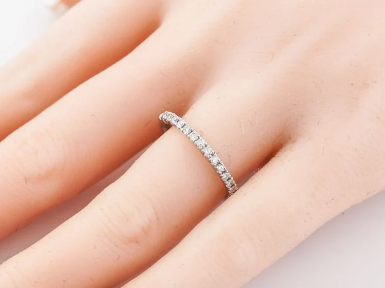 Wedding Band Modern .25 Round Brilliant Cut Diamonds in 14k White Gold - Image 5