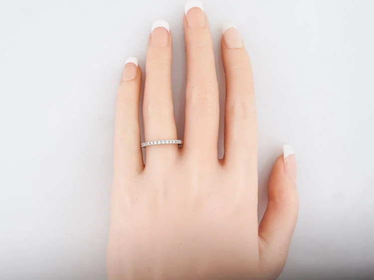 Wedding Band Modern .25 Round Brilliant Cut Diamonds in 14k White Gold - Image 7