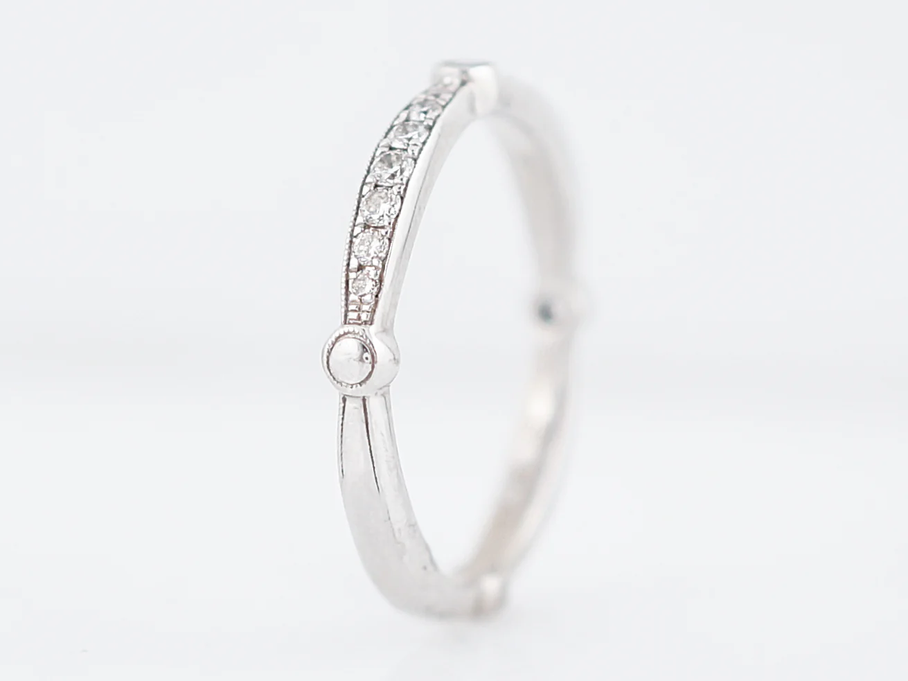 Wedding Band Modern .25 Round Brilliant Cut Diamonds in 18k White Gold - Image 4