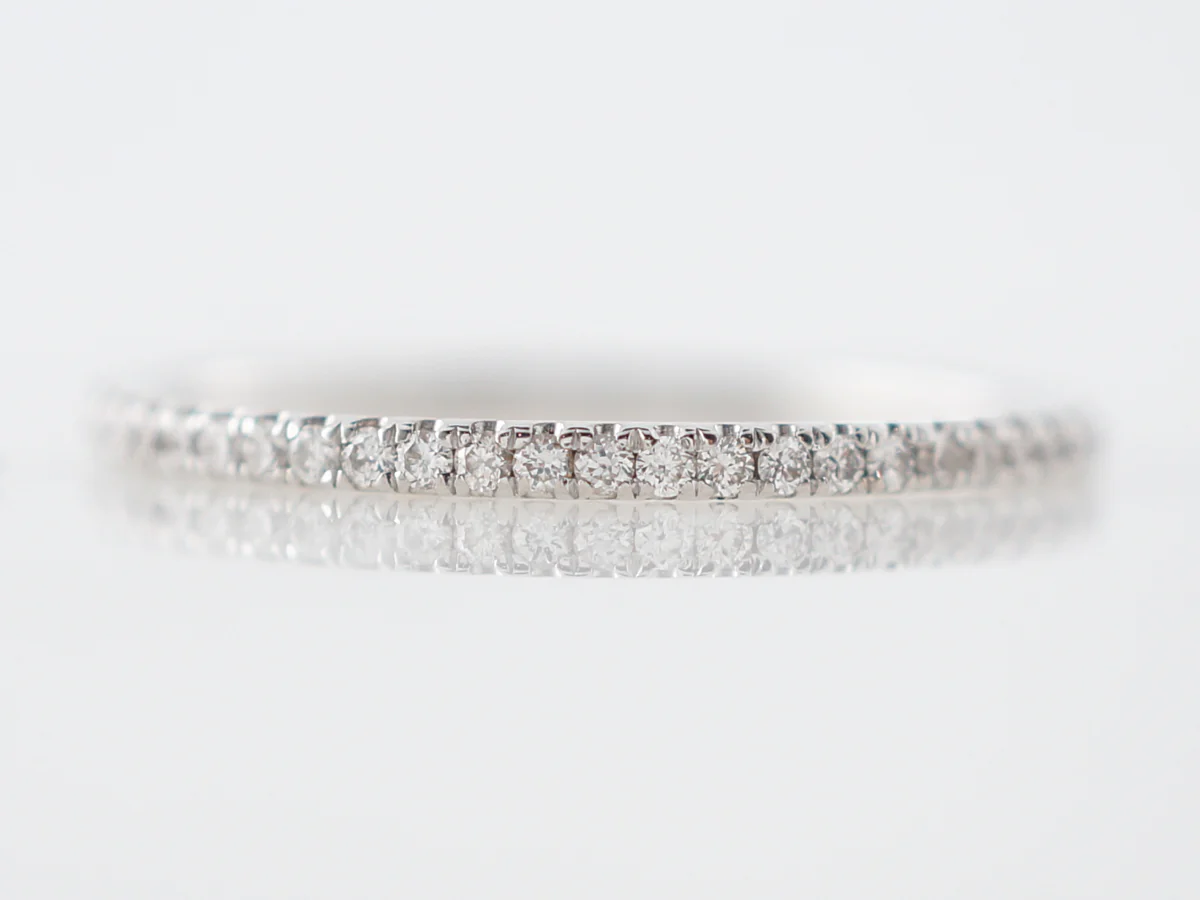 Wedding Band Modern .27 Round Brilliant Cut Diamonds in 14k White Gold