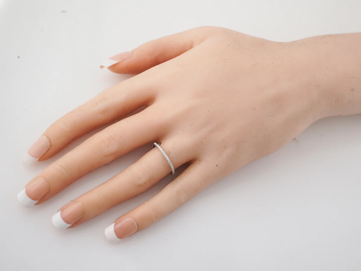 Wedding Band Modern .27 Round Brilliant Cut Diamonds in 14k White Gold - Image 7