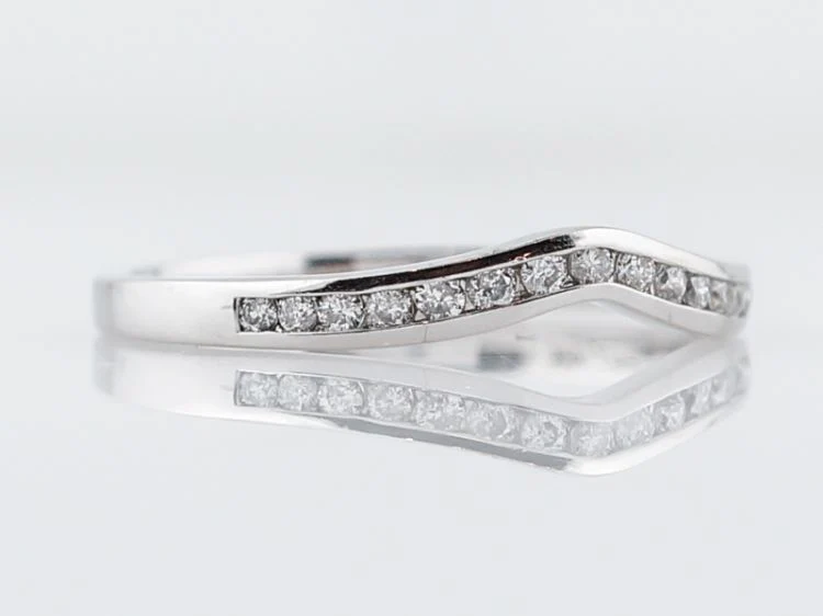 Wedding Band Modern .30 Round Brilliant Cut Diamonds in 14k White Gold - Image 2