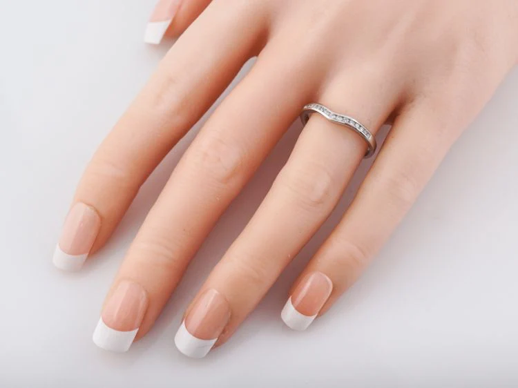 Wedding Band Modern .30 Round Brilliant Cut Diamonds in 14k White Gold - Image 6