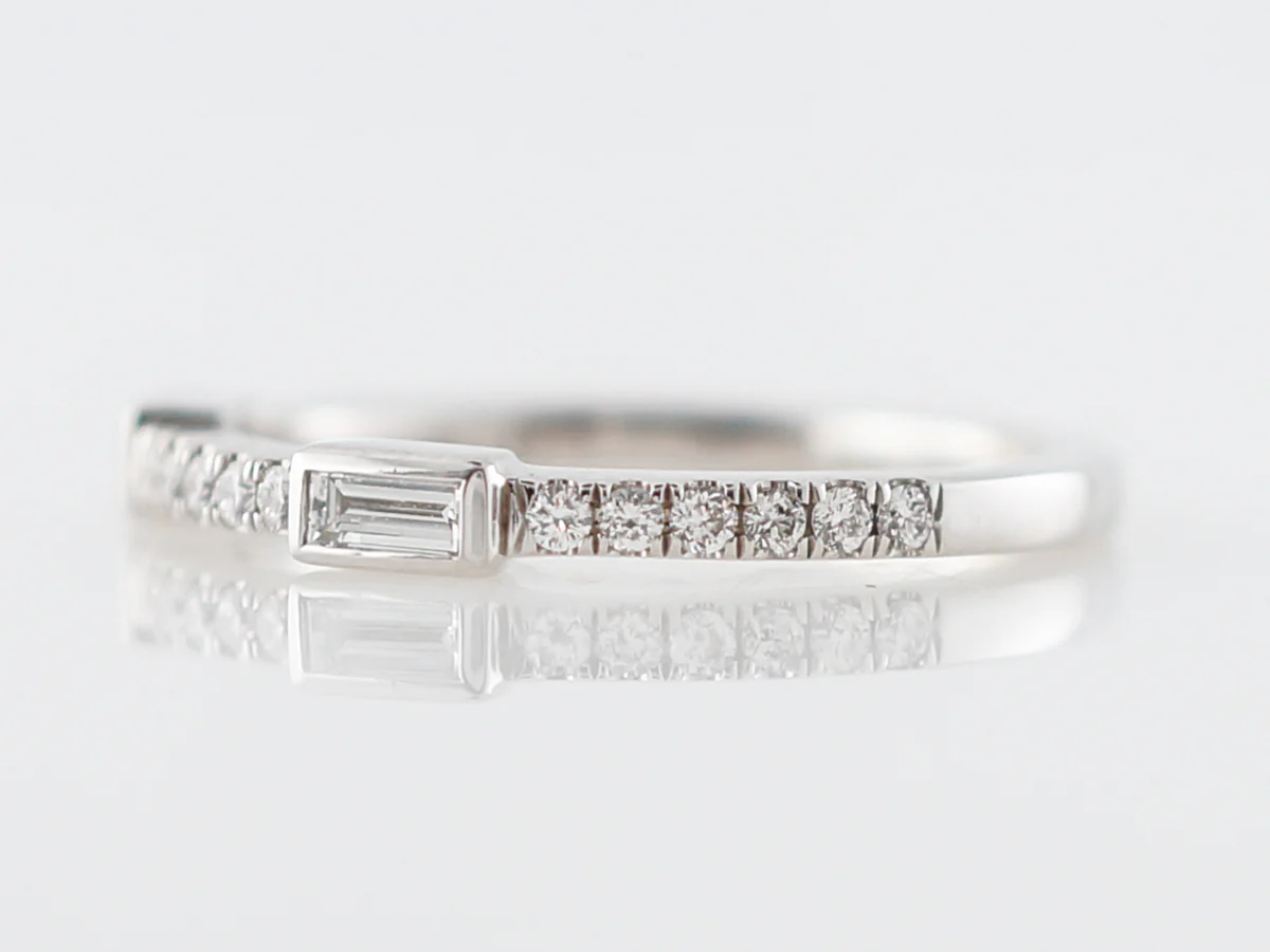 Wedding Band Modern .30 Straight Baguette and Round Brilliant Cut Diamonds in 14k White Gold - Image 2