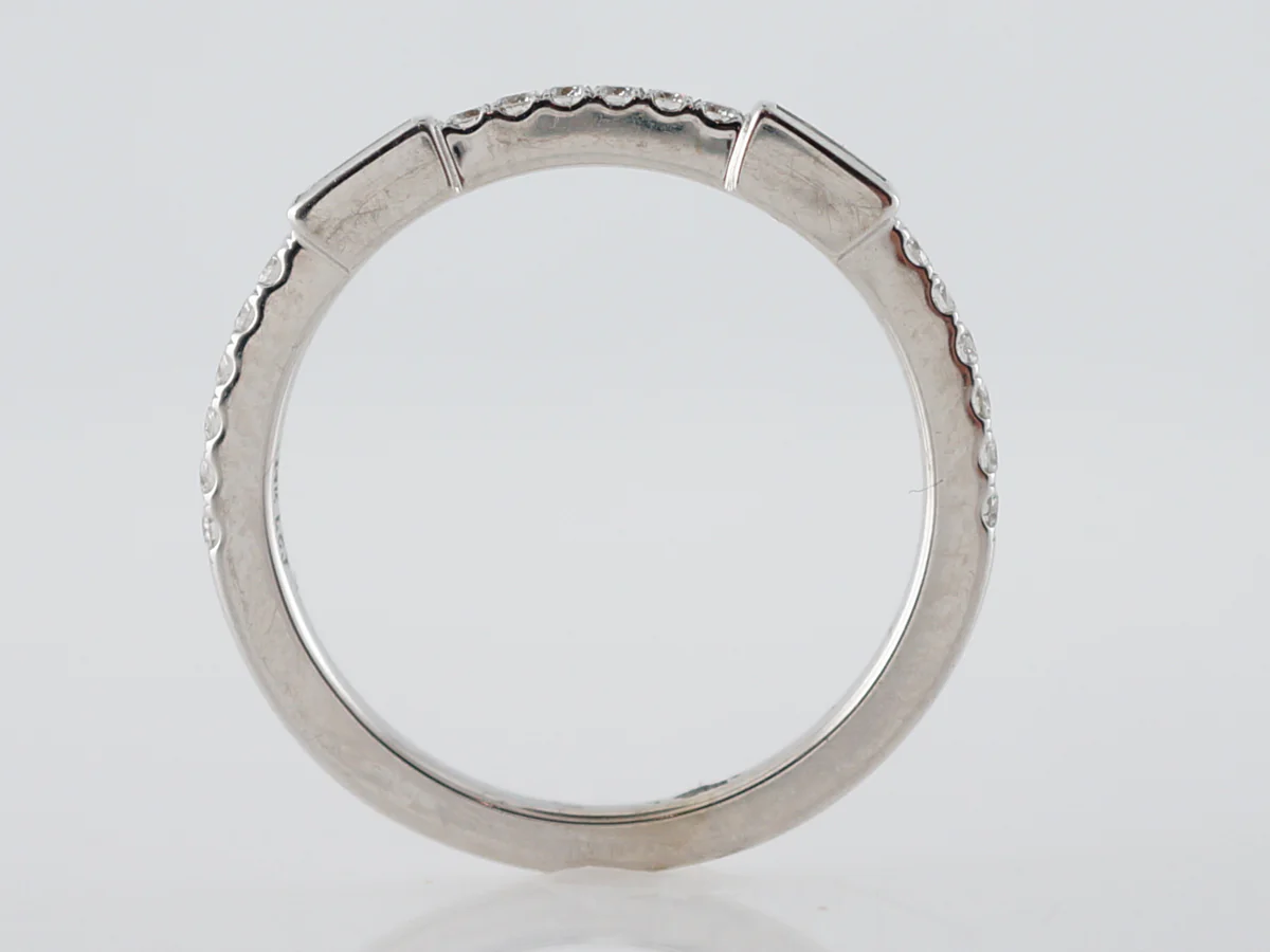 Wedding Band Modern .30 Straight Baguette and Round Brilliant Cut Diamonds in 14k White Gold - Image 4